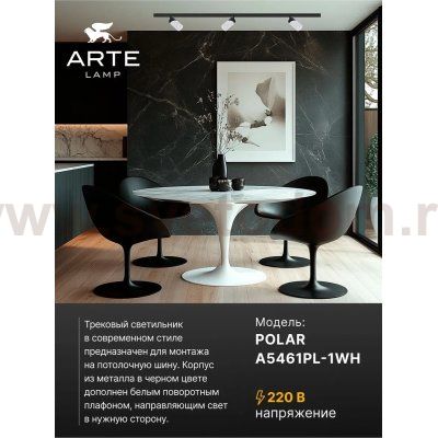 Трековый светильник Arte Lamp A5461PL-1WH POLAR POLAR