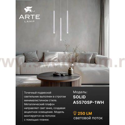 Точечные подвесные светильники Arte Lamp A5570SP-1WH SOLID