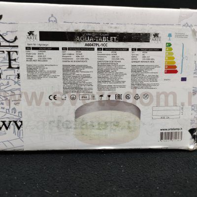 Светильник для ванной круглый 180мм 1*E27 Arte Lamp A6047PL-1CC AQUA-TABLET хром IP44