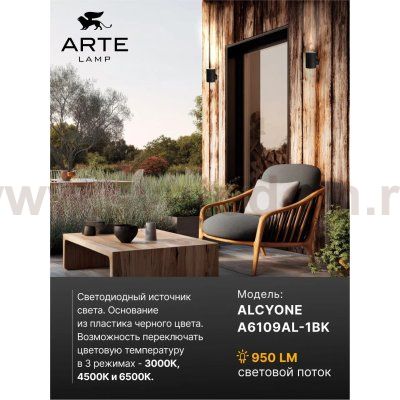 Фасадный светильник Arte Lamp A6109AL-1BK ALCYONE