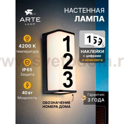 Уличный светильник Arte Lamp A6419AL-1BK LANCIA