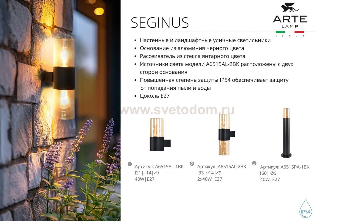 Уличный светильник Arte Lamp A6515PA-1BK SEGINUS