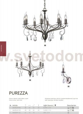 Светильник настенный Arte lamp A6645AP-1SS Purezza