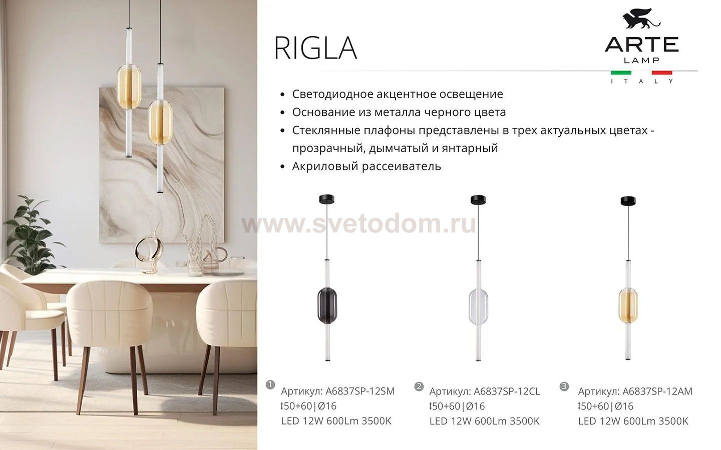 Светильник подвесной Arte Lamp A6837SP-12SM RIGLA