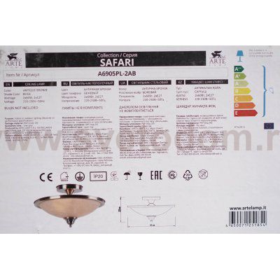 Светильник потолочный Arte lamp A6905PL-2AB SAFARI