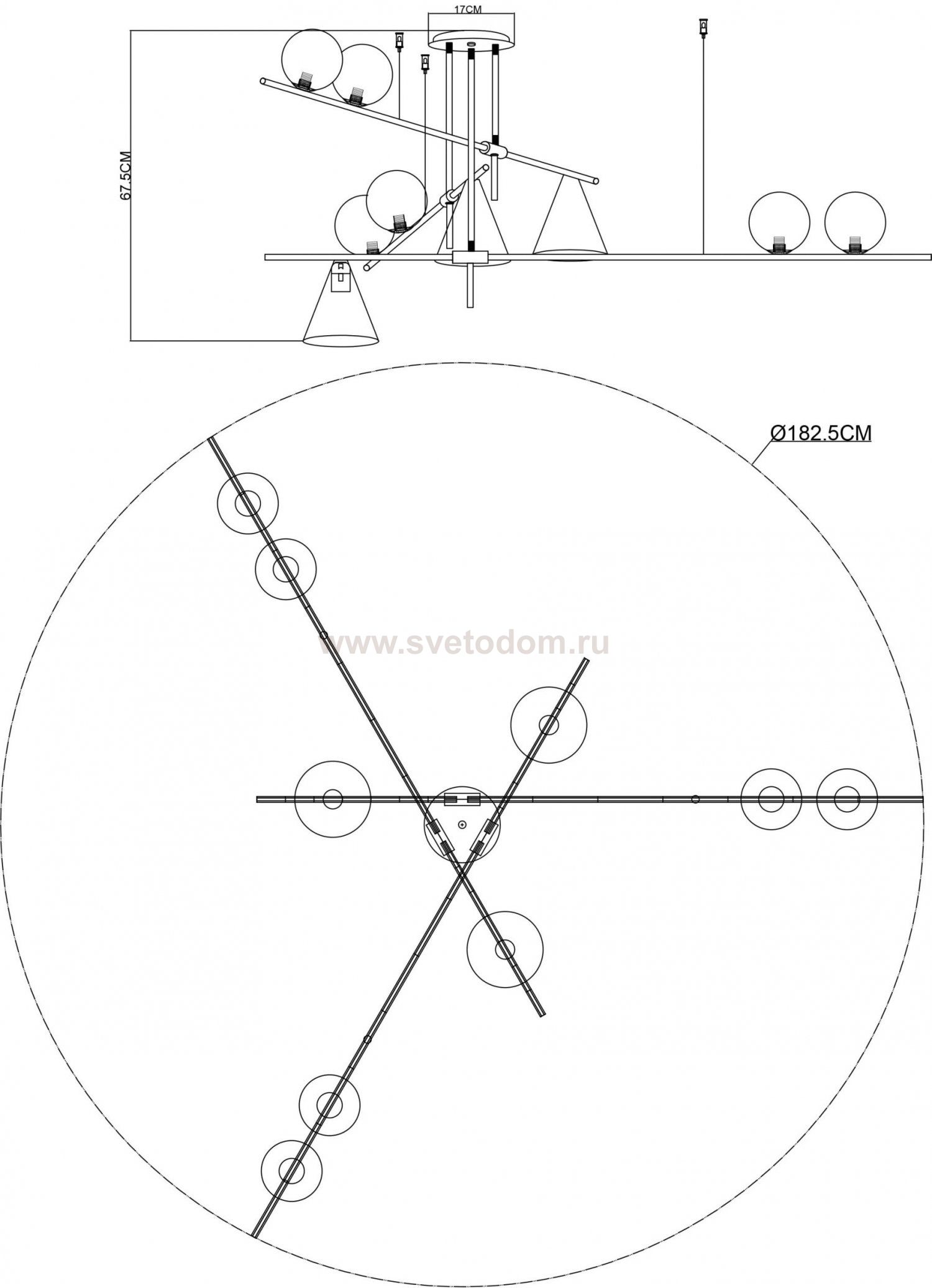 Светильник потолочный Arte lamp A7029PL-9BK JACOB