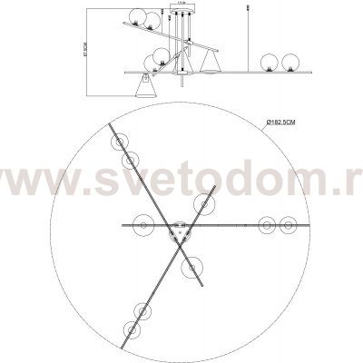 Светильник потолочный Arte lamp A7029PL-9BK JACOB