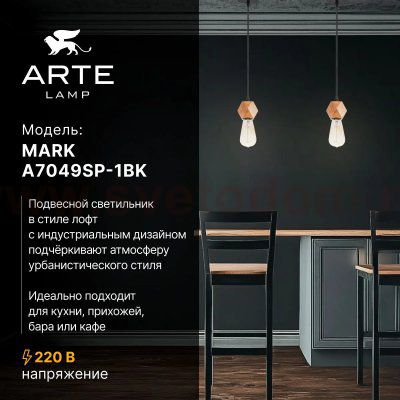 Светильник подвесной Arte Lamp A7049SP-1BK MARK