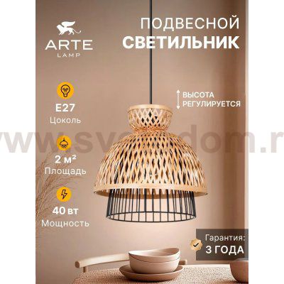 Светильник подвесной Arte Lamp A7070SP-1BK WOODSTOCK