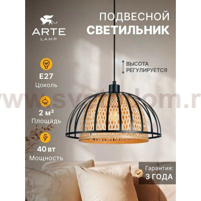Светильник подвесной Arte Lamp A7071SP-1BK WOODSTOCK