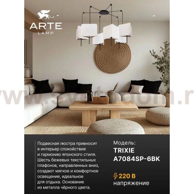 Подвесные люстры Arte lamp A7084SP-6BK TRIXIE