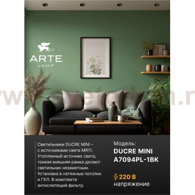 Точечный встраиваемый светильник Arte Lamp A7094PL-1BK DUCRE MINI