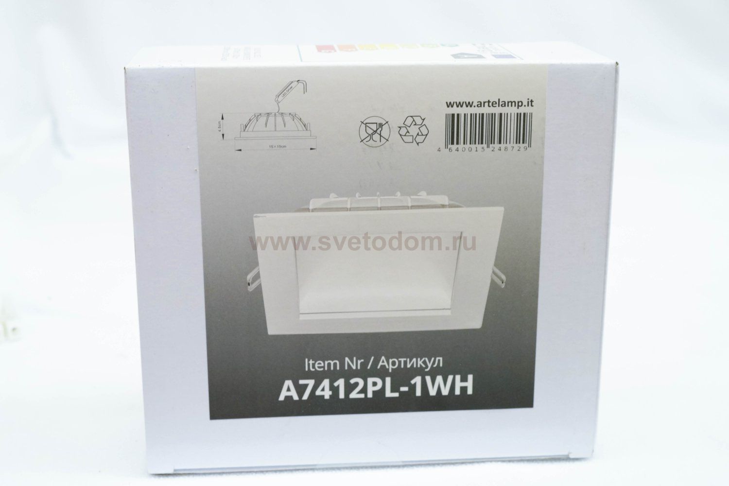 Светильник встраиваемый 12вт Arte lamp A7412PL-1WH RIFLESSIONE