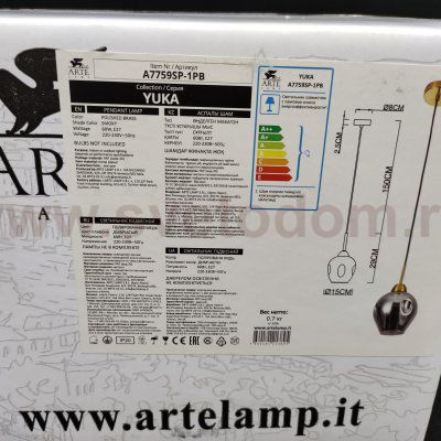 Светильник подвесной Arte lamp A7759SP-1PB YUKA
