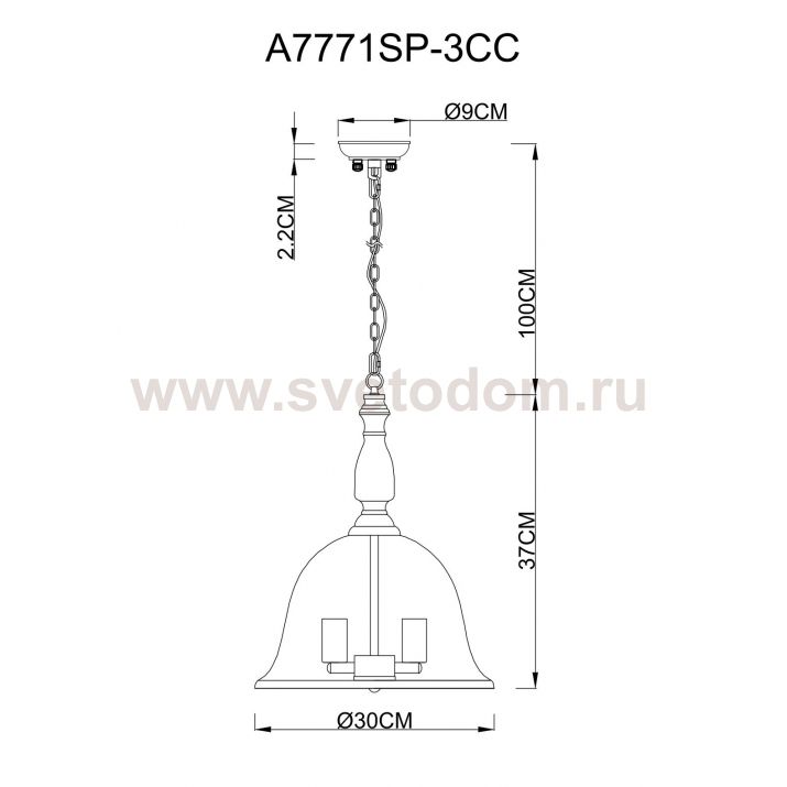 Светильник подвесной Arte lamp A7771SP-3CC BELL