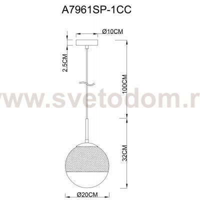 Светильник подвесной Arte lamp A7961SP-1CC JUPITER chrome