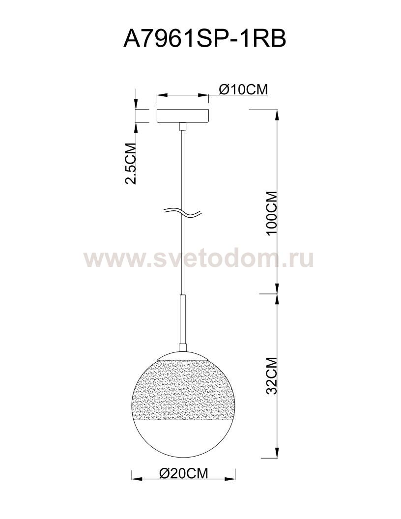 Светильник подвесной Arte lamp A7961SP-1RB JUPITER copper