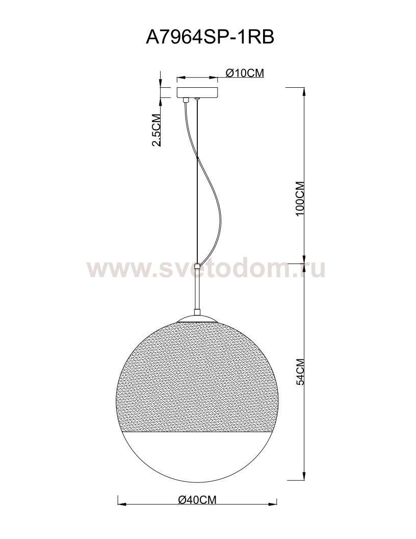 Светильник подвесной Arte lamp A7964SP-1RB JUPITER copper