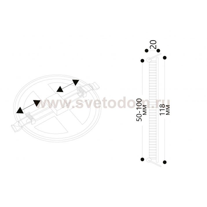 Светильник встраиваемый 9Вт 6,5К Arte Lamp A7973PL-1WH MESURA (врезное 50-100мм)