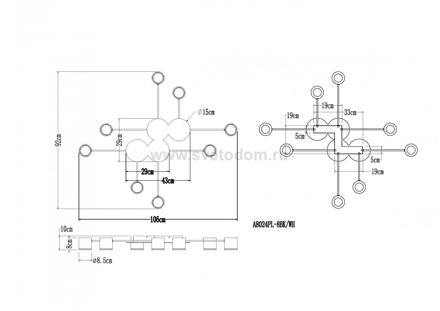 Потолочная люстра Arte Lamp A8024PL-8WH LEGACY