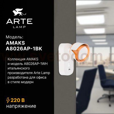 Накладной светильник спот Arte Lamp A8026AP-1WH AMAKS