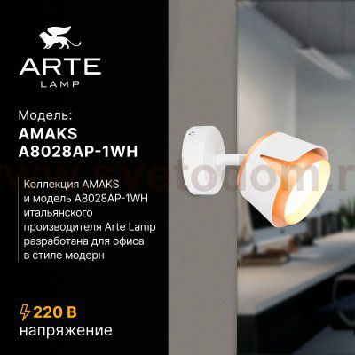 Накладной светильник спот Arte Lamp A8028AP-1WH AMAKS