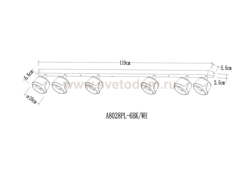 Накладной светильник спот Arte Lamp A8028PL-6BK AMAKS