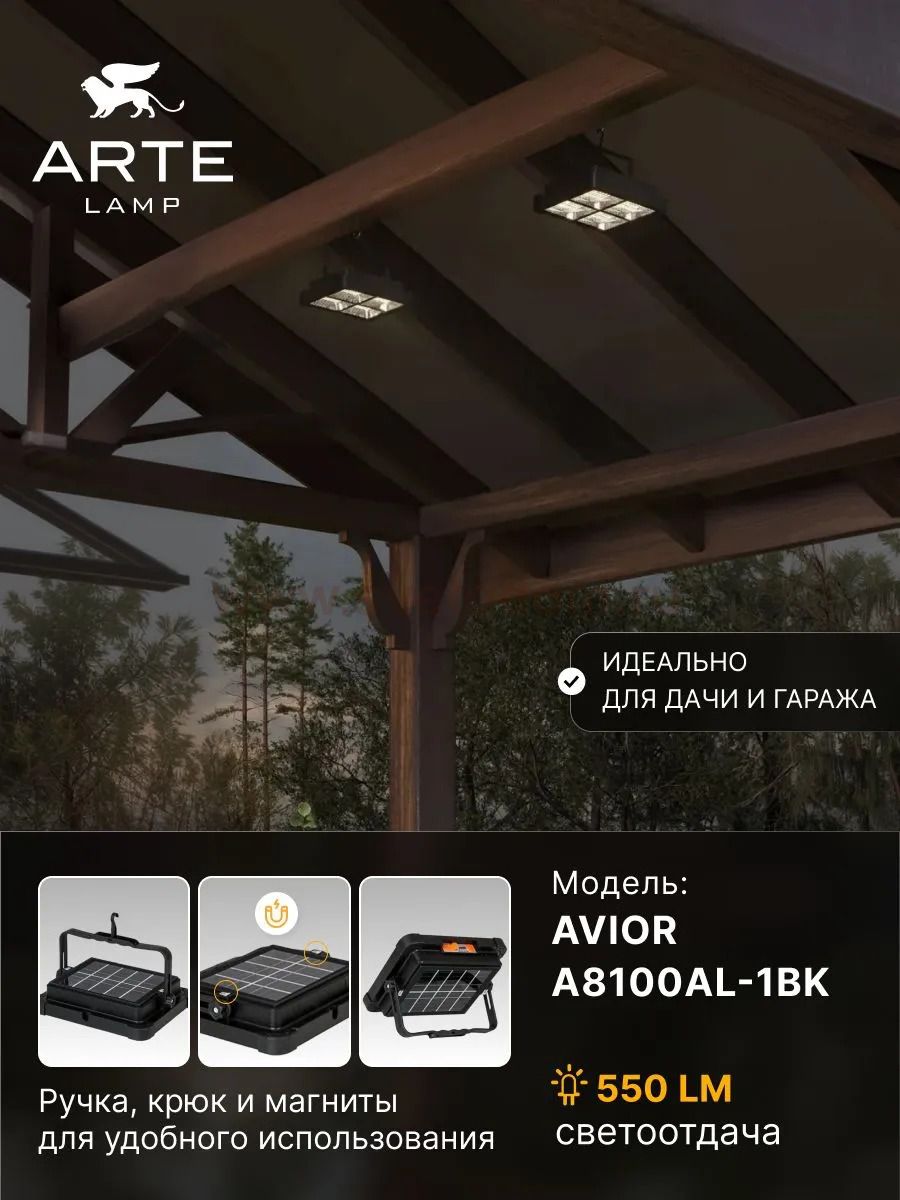 Прожектор Arte Lamp AVIOR A8100AL-1BK