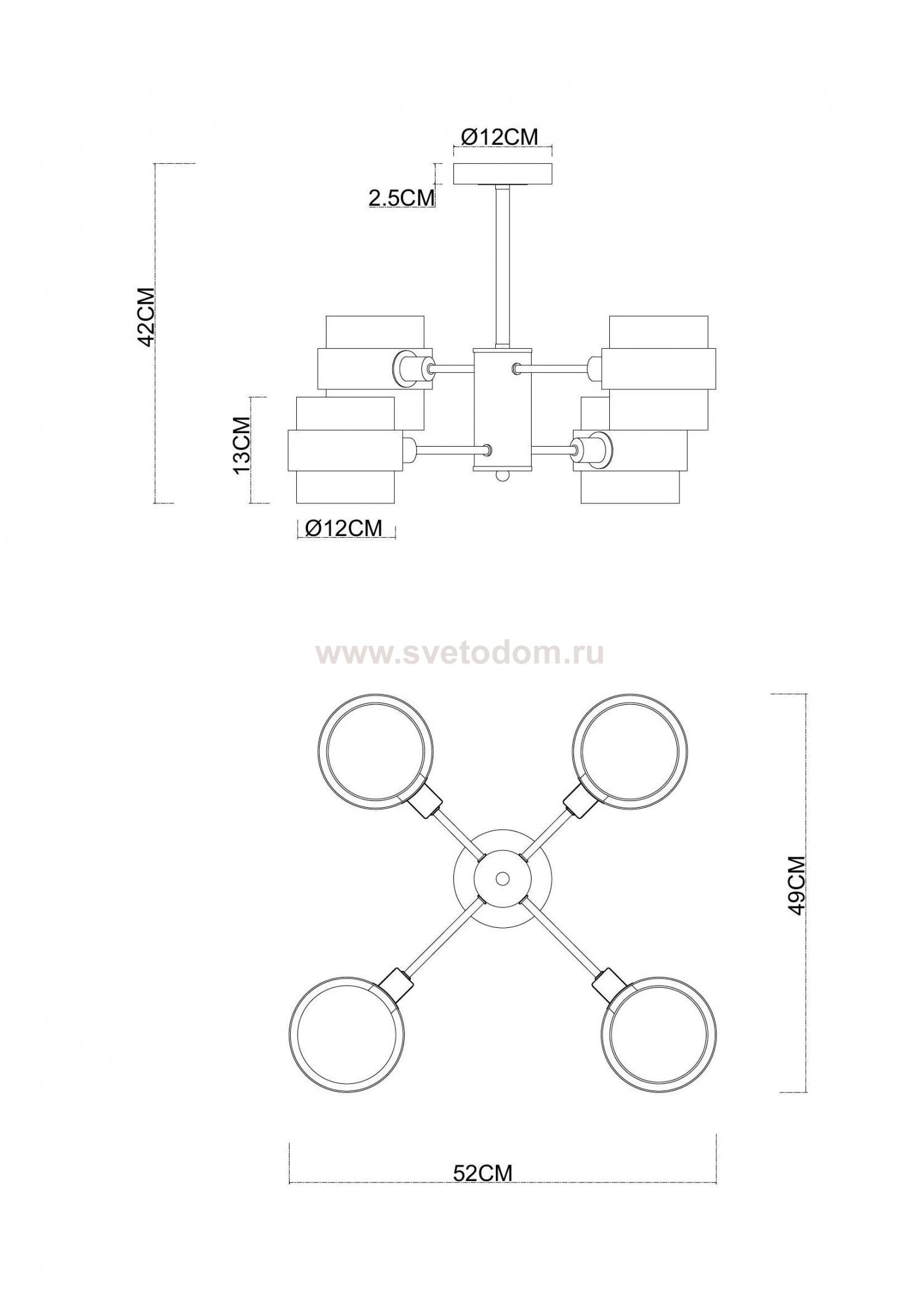 Люстры на штанге Arte Lamp A8205SP-4BK CARLO