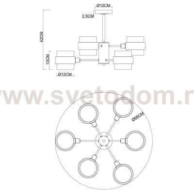 Люстры на штанге Arte Lamp A8205SP-6BK CARLO