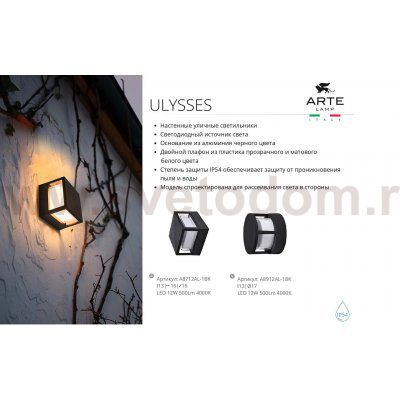 Уличный светильник Arte Lamp A8912AL-1BK ULYSSES