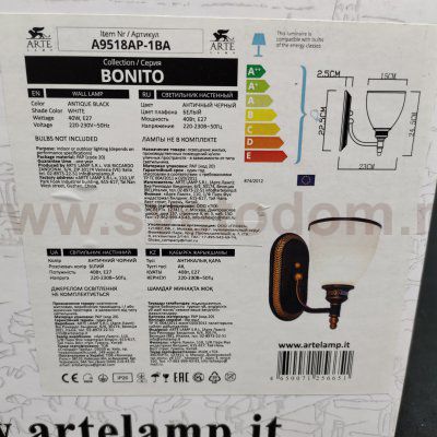 Светильник настенный Arte lamp A9518AP-1BA Bonito
