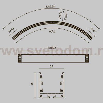 Комплектующие к светодиодной ленте Maytoni ALM-3535R-B-D-90°-1.5M Радиусный профиль
