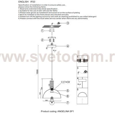 Светильник Crystal lux ANGELINA SP1 BRASS