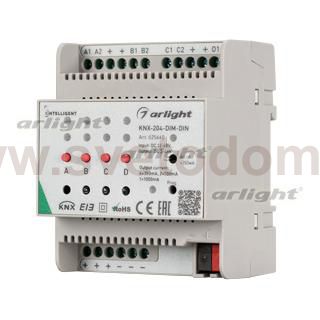 INTELLIGENT ARLIGHT Диммер KNX-204-DIM-DIN (12-48V, 8x0.35/4x0.7/2x1A) Arlight 25660