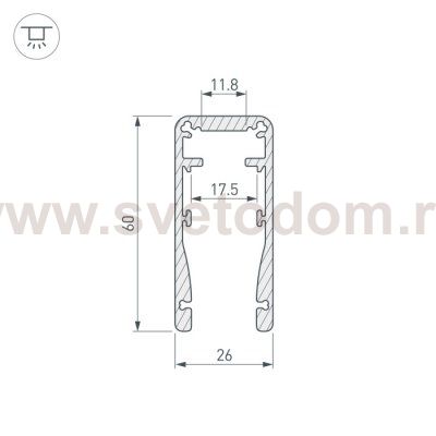 Профиль ALU-HANDRAIL-2000 FOR GLASS 17.5 Arlight 15477