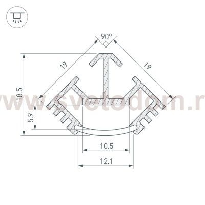 Профиль T45-2000 (CT) ANOD Arlight 16942