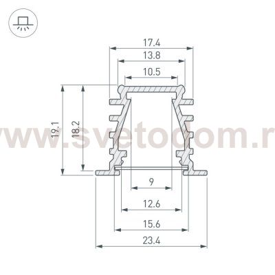 Профиль TOP-DEEP-F-2000 ANOD (K13,P15) (Arlight, Алюминий) Arlight 16971