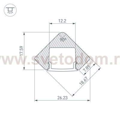 Профиль с экраном ALU-D45-2000 ANOD+FROST Arlight 18252