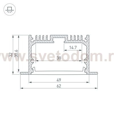 Профиль SL-LINIA62-F-2000 ANOD Arlight 19292