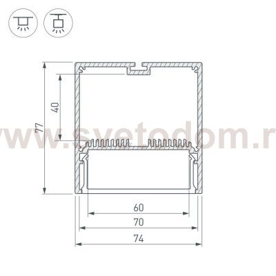 Профиль с экраном SL-LINE-7477-2500 ANOD+OPAL Arlight 20468