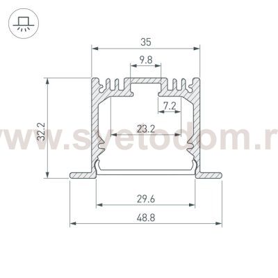 Профиль с экраном SL-LINIA49-F-2500 ANOD+OPAL Arlight 20469