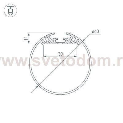 Профиль с экраном SL-ROUND-D60-2500 ANOD+OPAL Arlight 20474