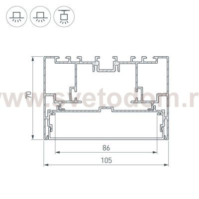 Профиль с экраном S2-LINE-10570-2500 ANOD+OPAL Arlight 21175