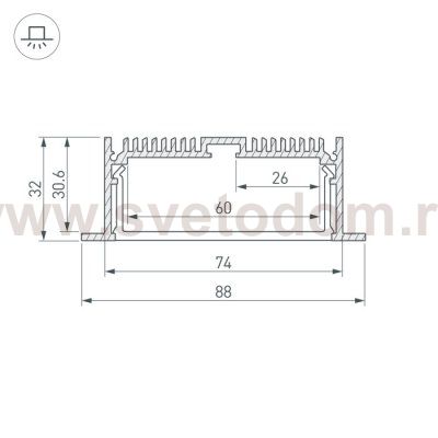 Профиль с экраном SL-LINIA88-F-2500 WHITE+OPAL Arlight 21373