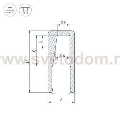 Профиль с экраном ALU-NANO-6-2000 ANOD+SILICONE Arlight 21940