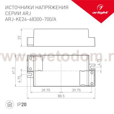 Блок питания ARJ-KE68300A (20W, 300mA, PFC) Arlight 23448
