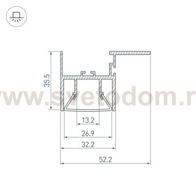 Профиль FOLED-CEIL-SIDE-2000 (Arlight, Алюминий) Arlight 23864