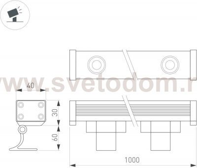 Светодиодный прожектор AR-LINE-1000M-24W-220V Warm (Grey, 30 deg) Arlight 24303