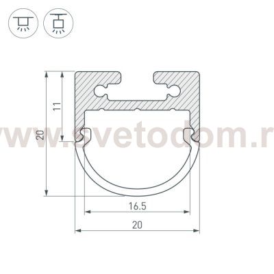 Профиль с экраном SL-LINE-2011M-2500 ANOD+OPAL ROUND Arlight 25871